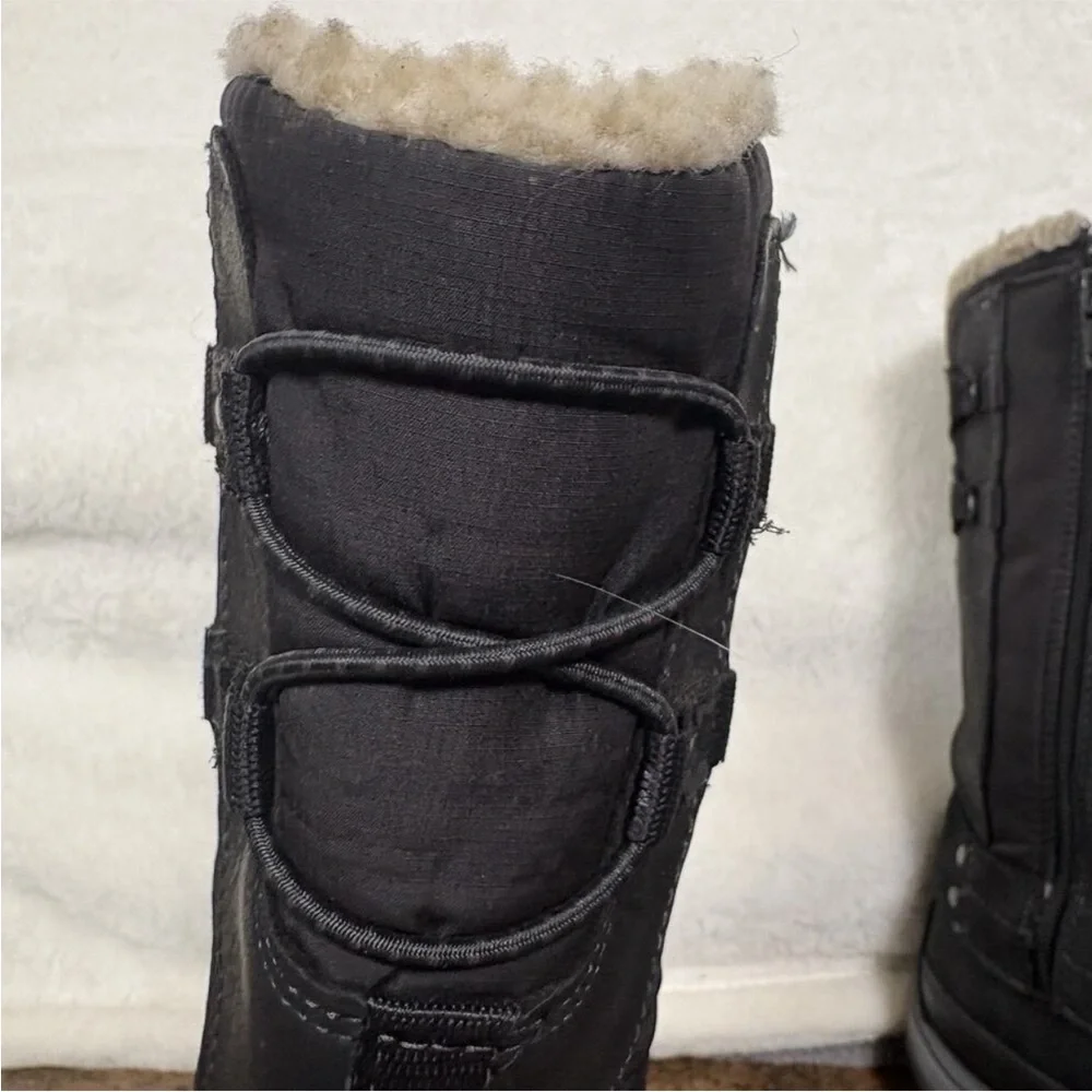 Merrell Black Tall Insulated Winter Boots with Faux Fur Collar